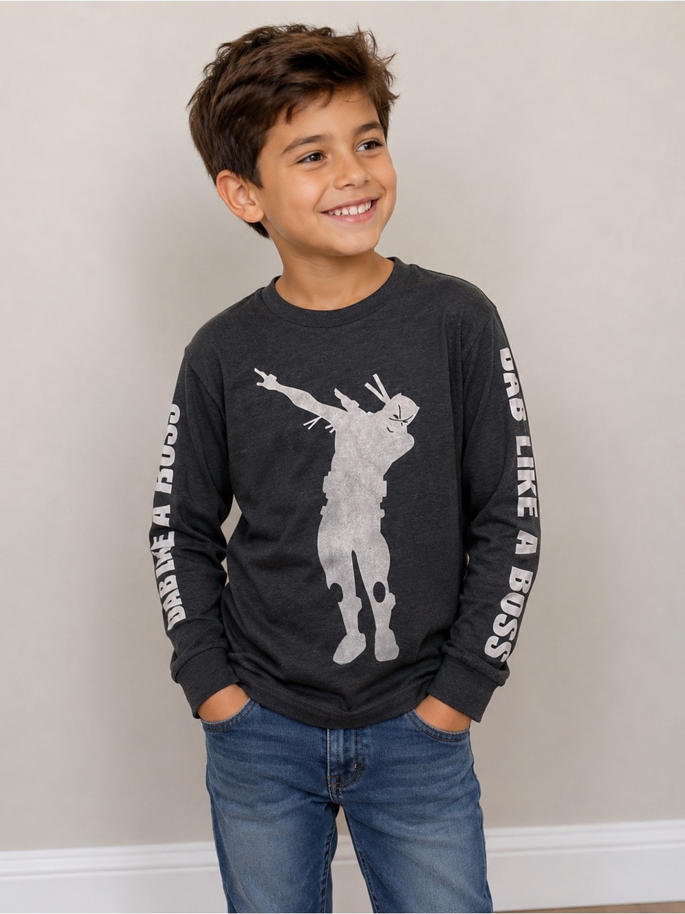 Urban Heritage Black Long Sleeve Shirt with Saying. Dab like a boss